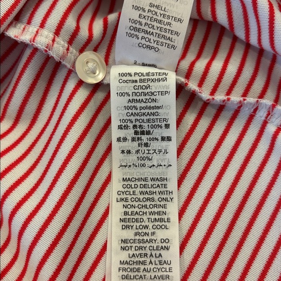 Toy Burch Sport Performance Striped Sleeveless Ruffle Polo Red & White XL Preppy - Picture 5 of 6